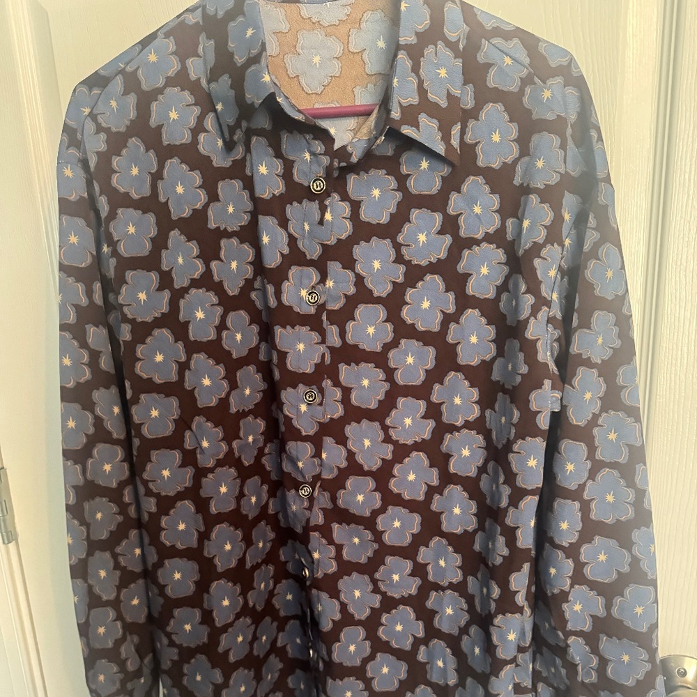 Brown and Blue Daisy Women’s Blouse Flowers Shirt Top